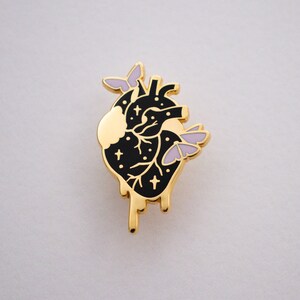 Anatomical Heart - PCOS Enamel Pin Series - Black, Gold, Purple - Hard ...