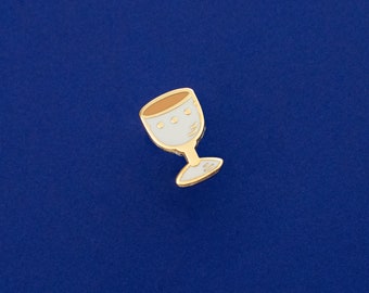 Goblet Hard Enamel Mini Pin - Gold, Orange, White - Fantasy Lapel Pin Cloisonné Badge Medieval Mythology Board Filler RPG Game DnD Loot Bag