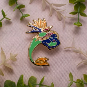 RETIRING! Bird of Paradise Flower Mermaid - Fleur-maids Enamel Pin Series - Gold, Blue, Green, Orange - Hard Enamel Lapel Cloisonné Badge