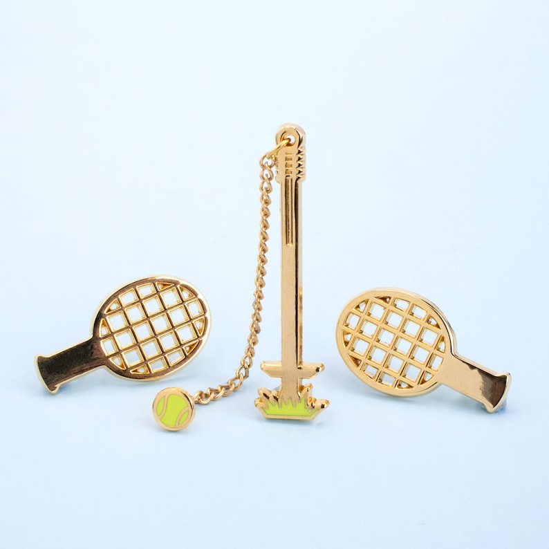 Totem Tennis Hard Enamel Mini Pin Set Green and Gold Lapel | Etsy
