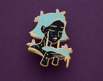 Anxiety and Depression - PCOS Enamel Pin Series - Black, Gold, Teal, Purple - Hard Enamel Lapel Pin Cloisonné Badge