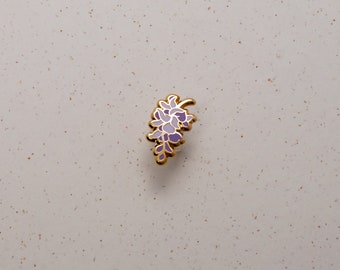 Wisteria Hard Enamel Mini Pin - Gold Purple - Lapel Pin Cloisonné Badge Botanical Art Pretty Flower Board Fillers