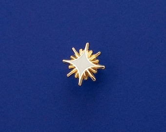 Star Hard Enamel Mini Pin - Gold & White - Fantasy Space Sun Lapel Pin Cloisonné Badge Medieval Mythology Board Filler