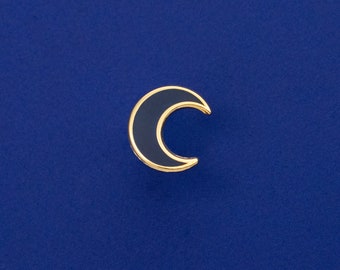 Moon Hard Enamel Mini Pin - Gold & Blue - Fantasy Space Sun Lapel Pin Cloisonné Badge Medieval Mythology Board Filler