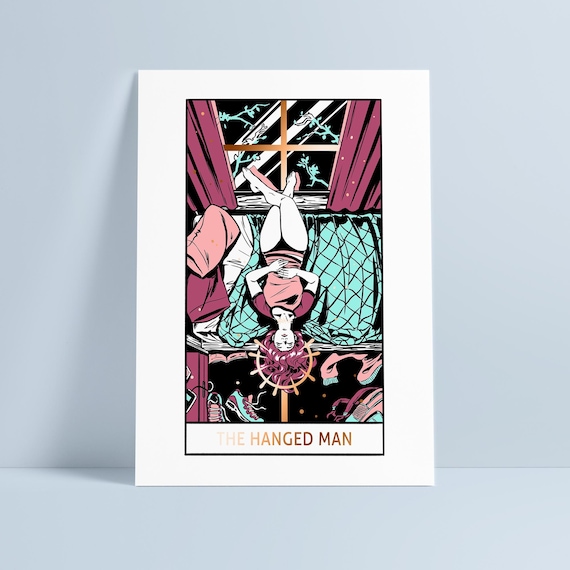 吊るされた男のタロットカードのイラスト - A4サイズ 金箔プリント