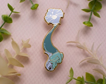 Moonflower Mermaid - Fleur-maids Enamel Pin Series - Gold, Green, Blue, White Glow - Hard Enamel Lapel Pin Cloisonné Badge