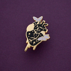 Heart Disease - PCOS Enamel Pin Series - Black, Gold, Purple - Hard Enamel Lapel Pin Cloisonné Badge