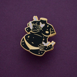 Weight Gain - PCOS Enamel Pin Series - Black, Gold, Purple - Hard Enamel Lapel Pin Cloisonné Badge Torso Body Positivity