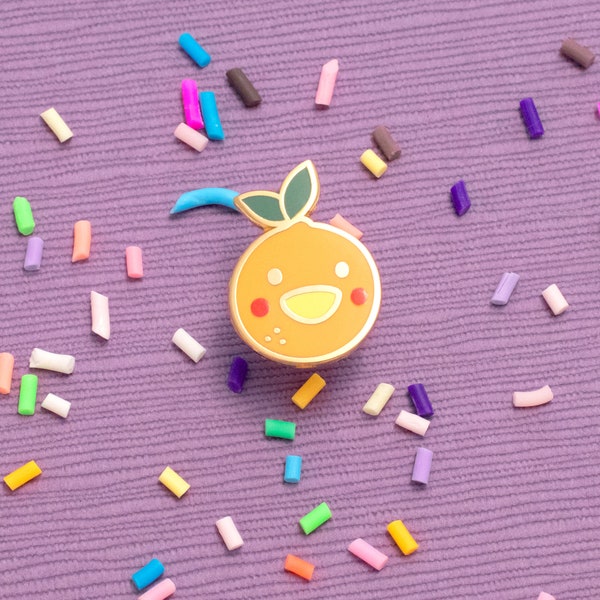Mini Orange Hard Enamel Pin - Gold, Orange, Yellow - Lapel Badge, Brooch, Citrus, Fruit, Food, Board Fillers