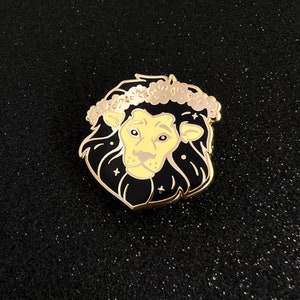 RETIRING! Leo Zodiac Hard Enamel Pin - Yellow, Black, Gold - Sun Sign Star Horoscope Astrology Mythology Lion Dandelion Lapel Pin Cloisonné