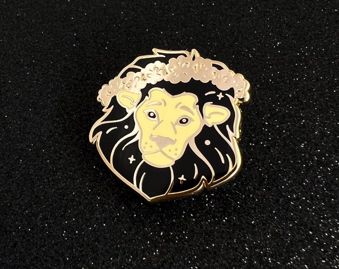 Leo Zodiac Hard Enamel Pin - Yellow, Black, Gold - Sun Sign Star Horoscope Astrology Mythology Lion Dandelion Lapel Pin Cloisonné Badge