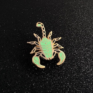 RETIRING! Scorpio Zodiac Hard Enamel Pin - Green, Black, Gold - Sun Sign Star Horoscope Astrology Mythology Scorpion Lapel Pin Cloisonné