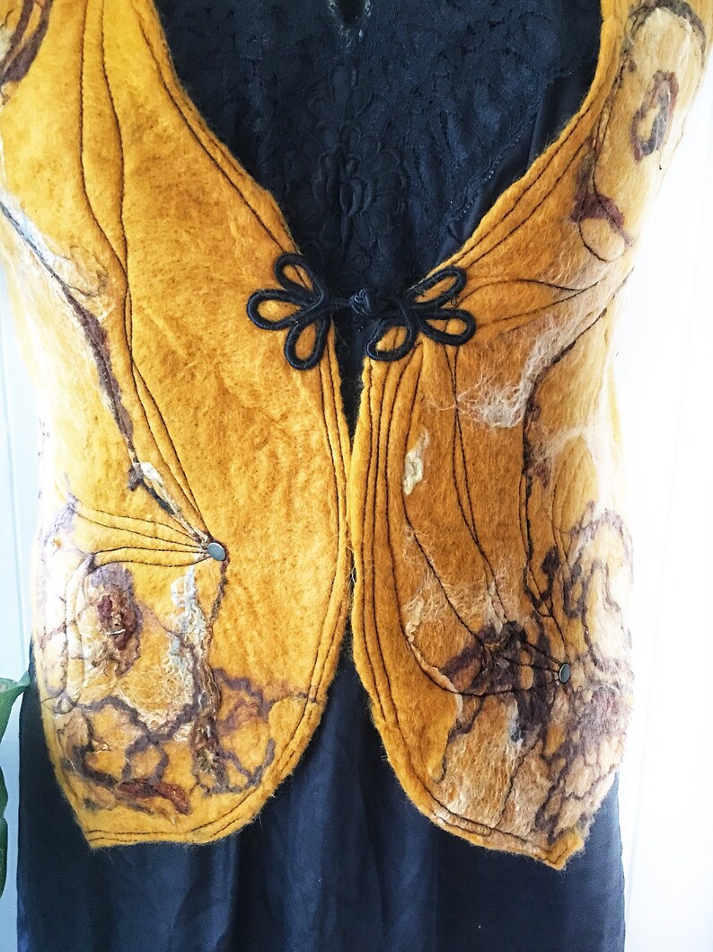festival clothing gypsy style unisex vest tree of life cosplay felt tree vest ooak felt clothing FELT PIXIE VEST fairy felt clothing