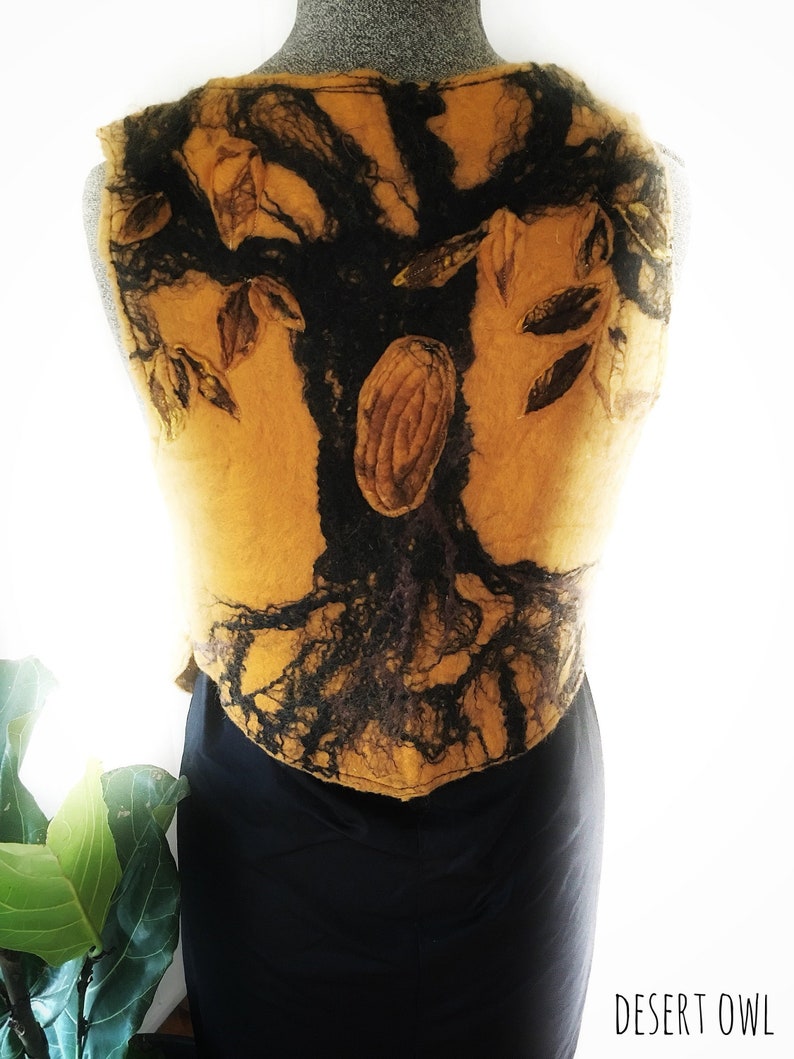 festival clothing gypsy style unisex vest tree of life cosplay felt tree vest ooak felt clothing FELT PIXIE VEST fairy felt clothing
