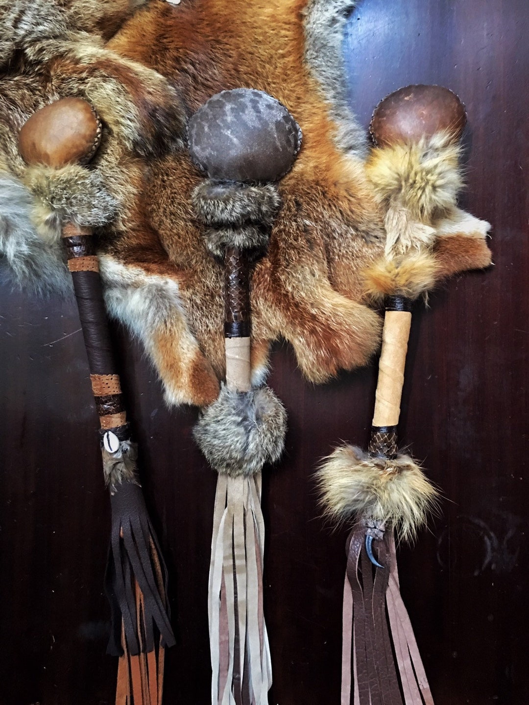 MADE TO ORDER, Shamanic Rattle, Leather Fringe Rattle, Raw Hide Rattle