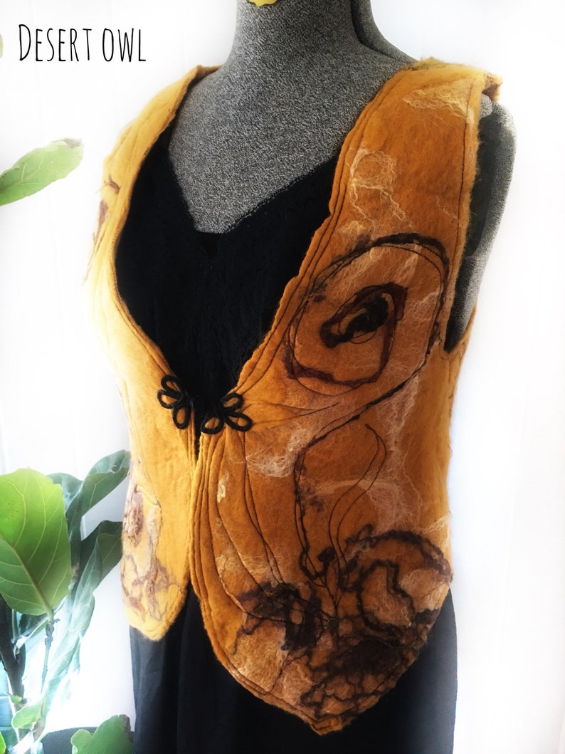 festival clothing gypsy style unisex vest tree of life cosplay felt tree vest ooak felt clothing FELT PIXIE VEST fairy felt clothing