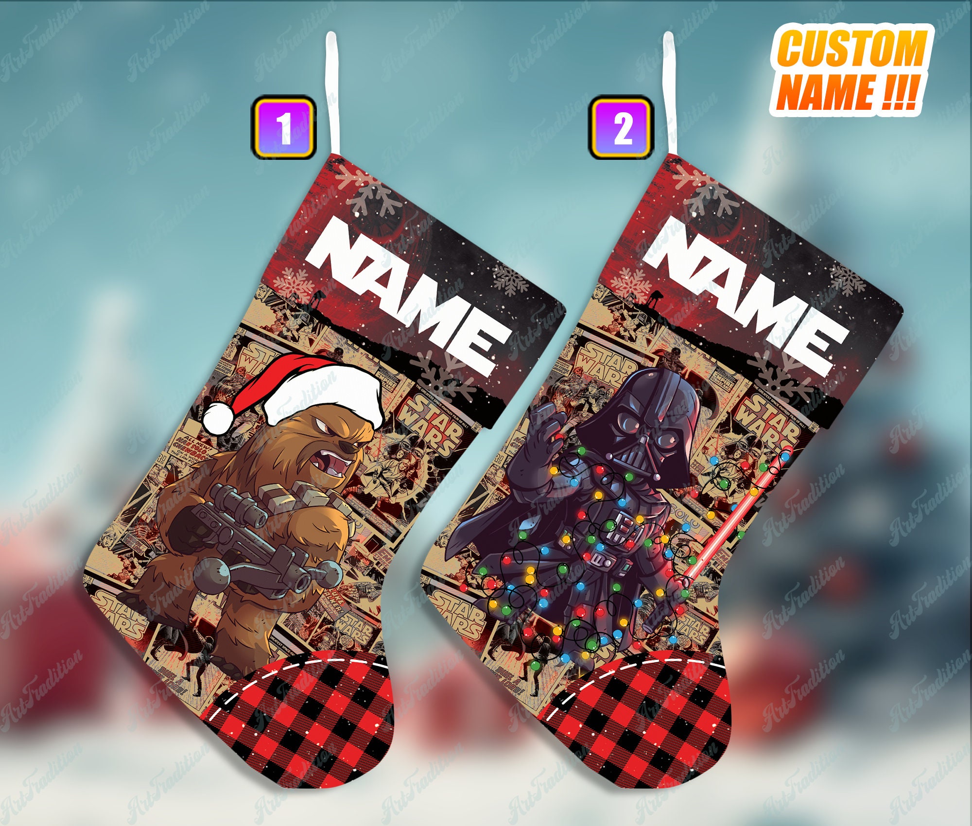 Discover Personalized Star Wars Disney Christmas Stocking, Family Christmas Stocking