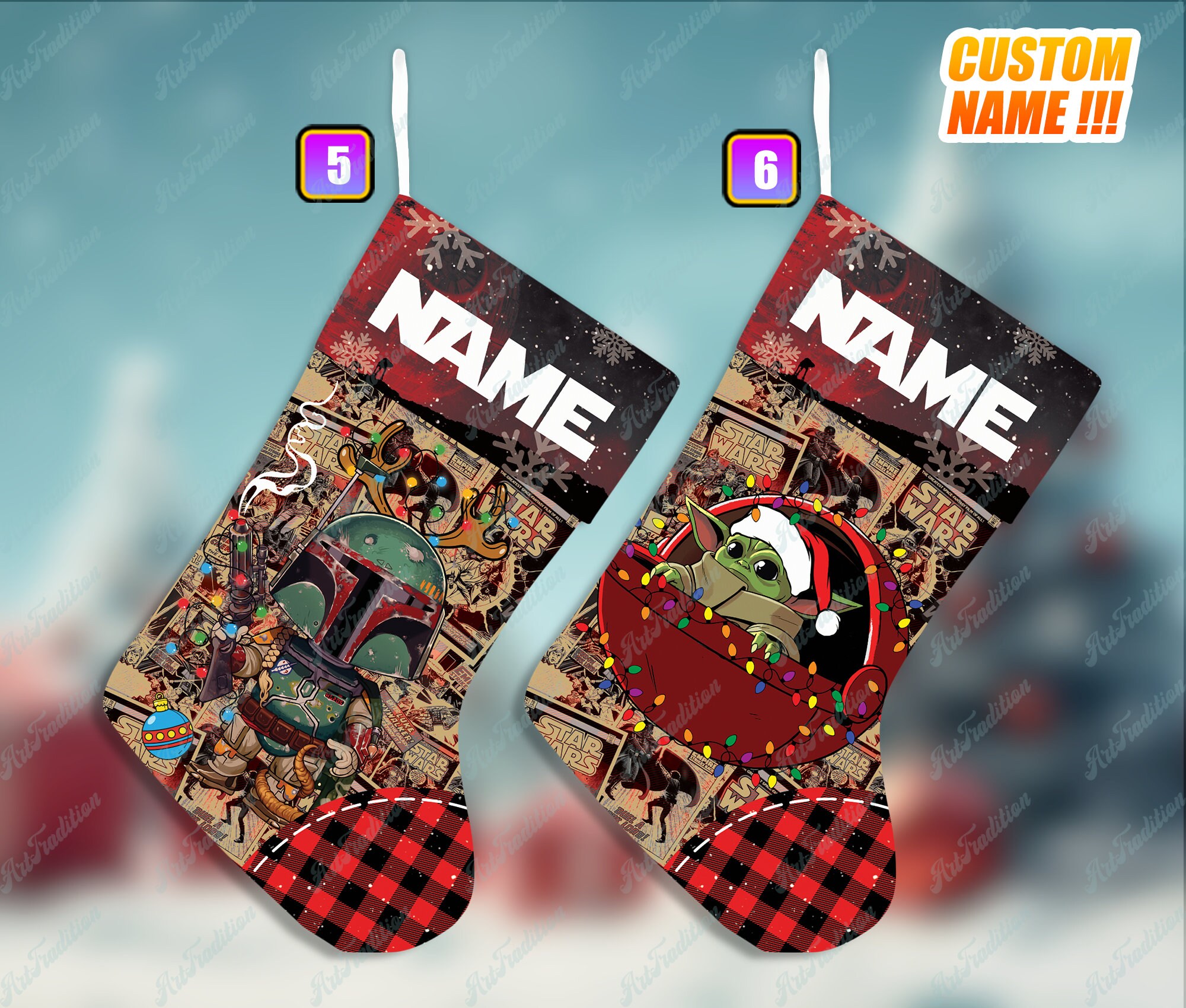 Discover Personalized Star Wars Disney Christmas Stocking, Family Christmas Stocking