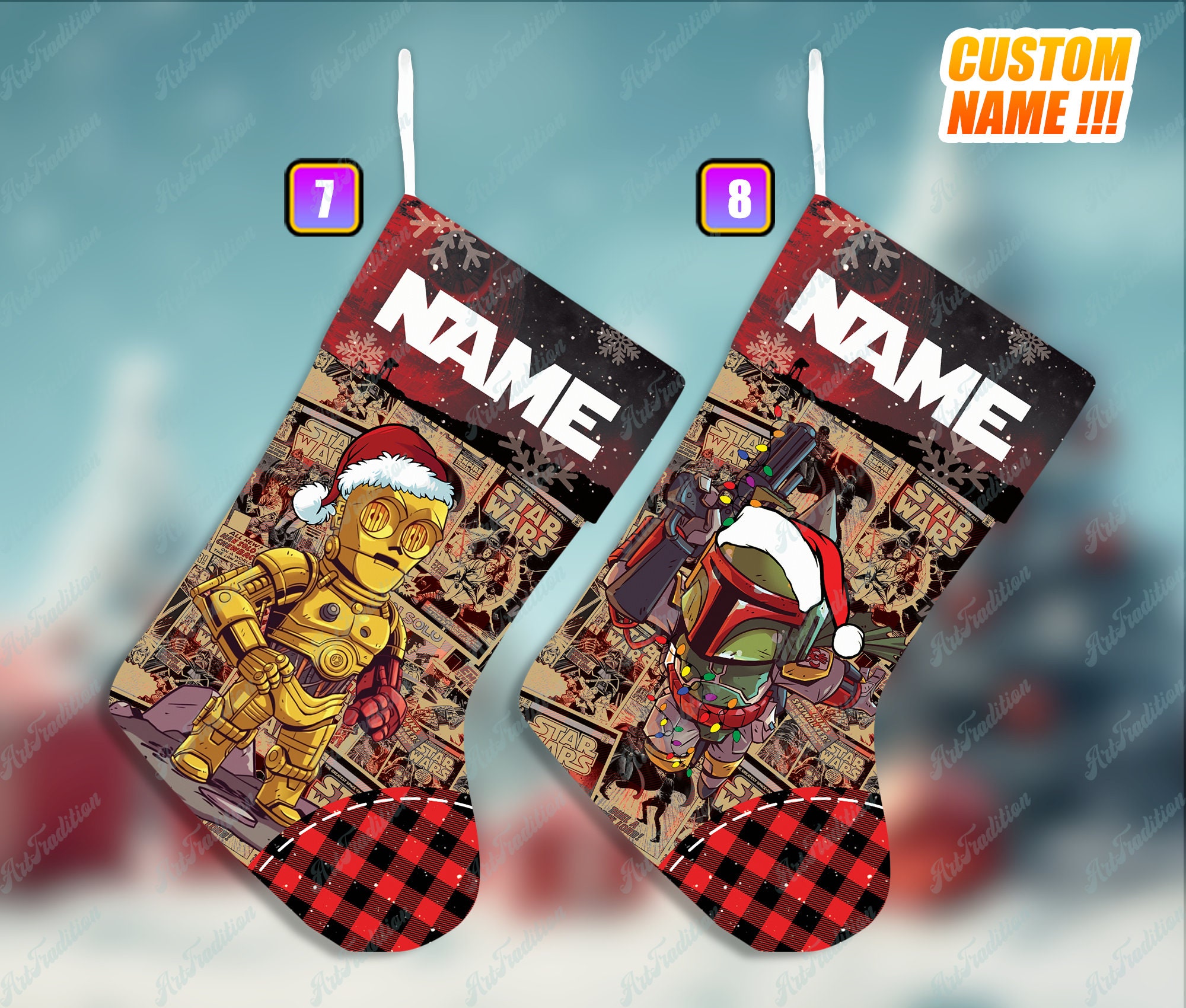 Discover Personalized Star Wars Disney Christmas Stocking, Family Christmas Stocking