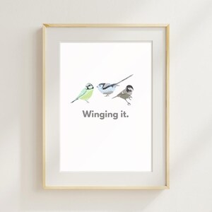 Funny Bird Print: Winging It Pun Poster (PDF Download)