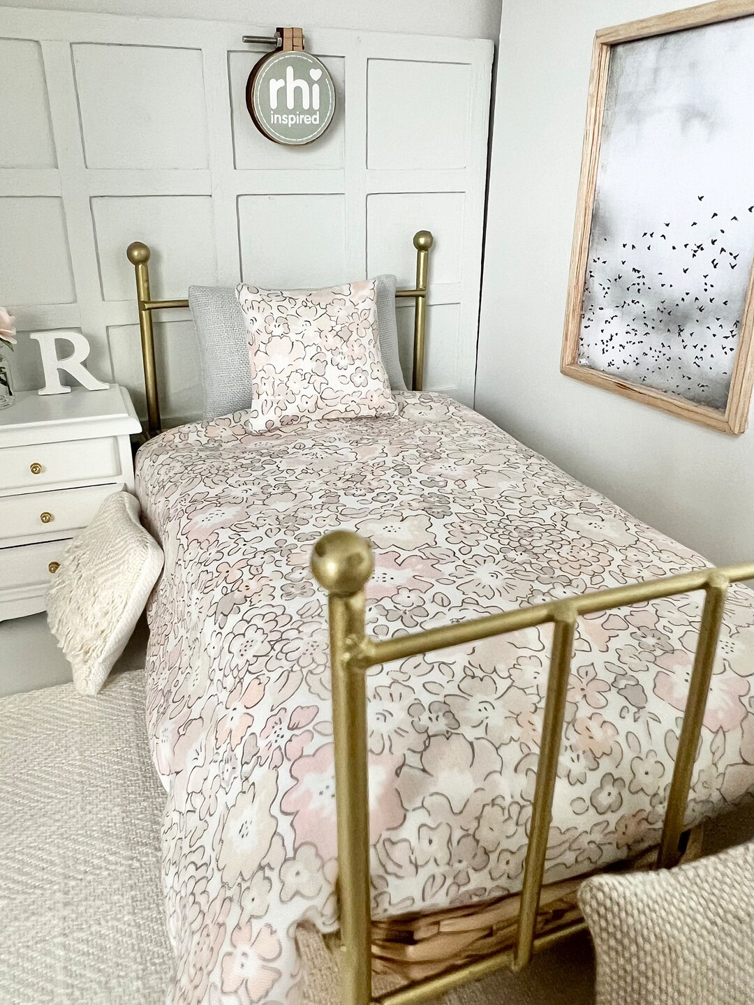Miniature Liberty Print Bedding Set (michelle) - 1:12 Scale Dollhouse ...