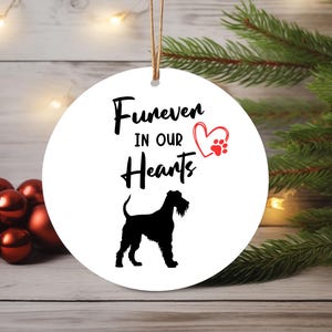 Airedale Terrier Memorial Ornament, White Ceramic Ornament, Airedale Terrier Gift Idea, Round Ornament, Gift for Airedale Terrier Lover