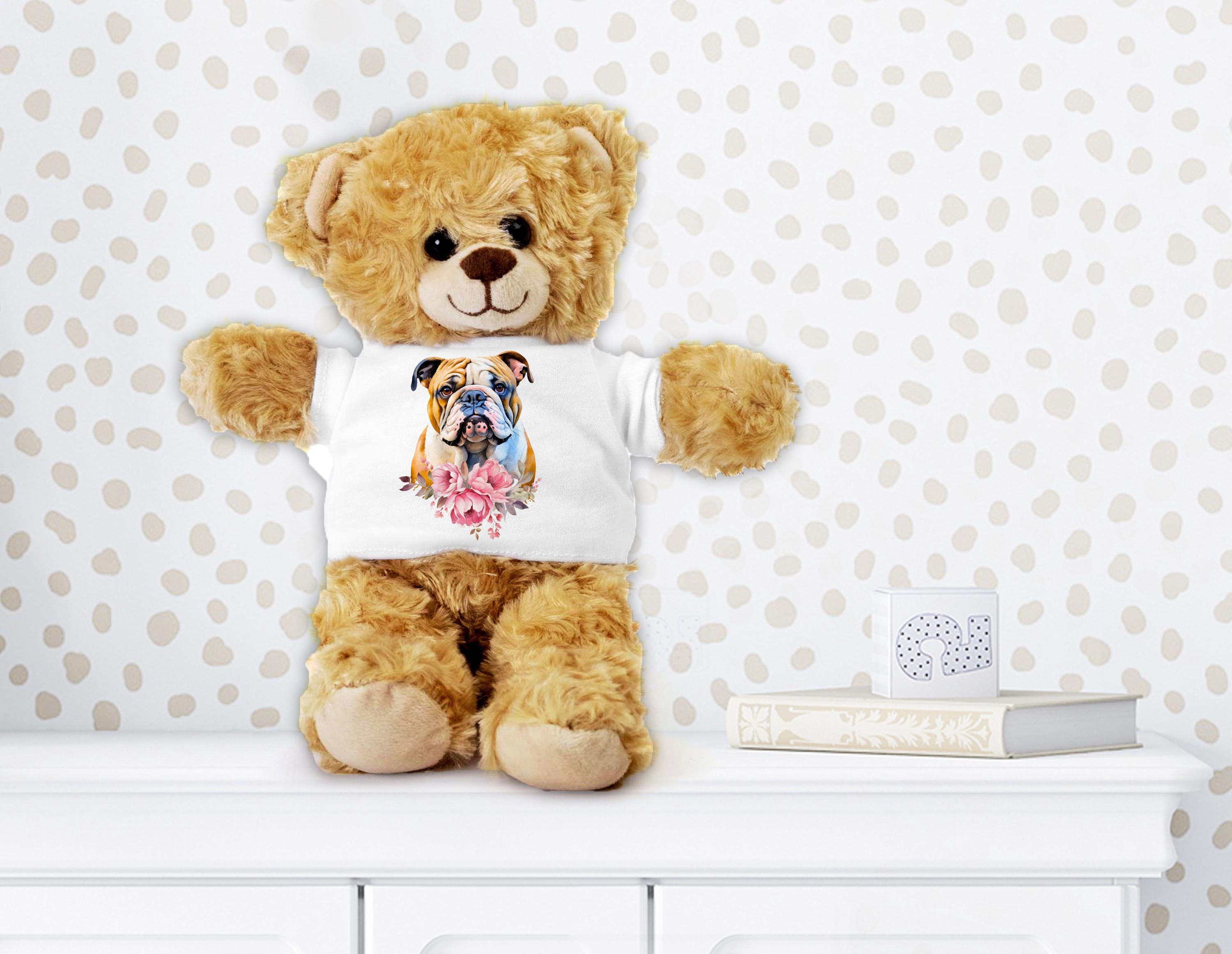 Oso de peluche Bulldog Inglés, Animal de peluche de regalo, Oso de peluche  de felpa con camiseta, Idea de regalo de Bulldog inglés, Regalo para