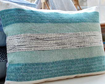Green Handwoven Throw Pillow