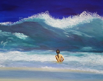 Waves Greeting Card from original acrylic art painting