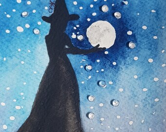 Wiccan Moon greeting card celebrating all things about wicca, witches, paganism and the full moon 105mm x 148mm