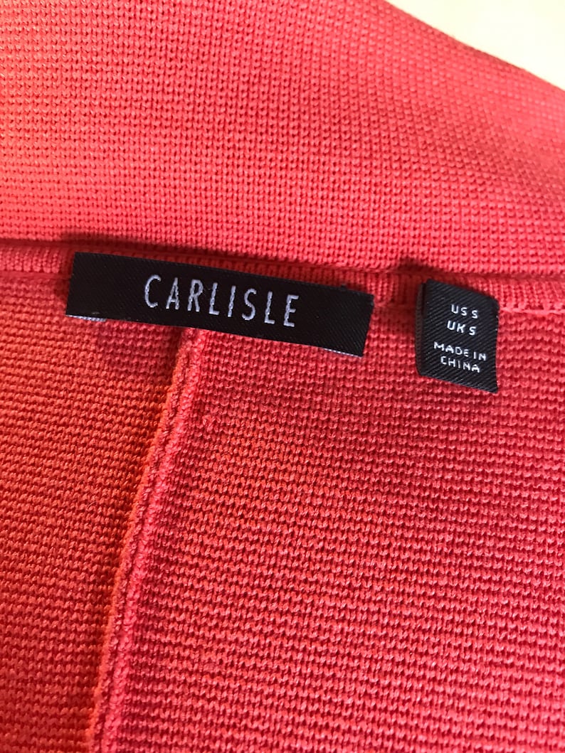 carlisle peach salmon pink red designer gift quality cardigan zip front pocket blazer