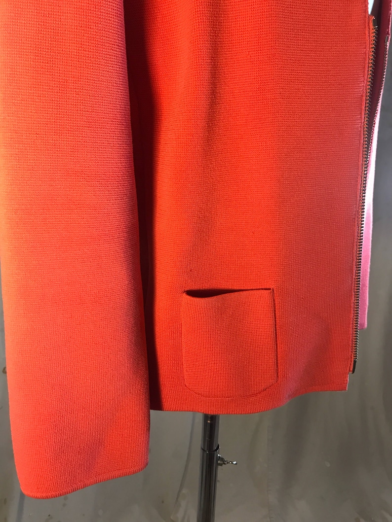 carlisle peach salmon pink red designer gift quality cardigan zip front pocket blazer