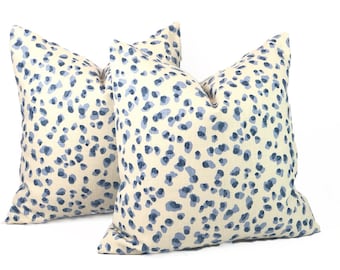 Snow Leopard Blue Jay Animal Print Pillow Covers- Double sided A PAIR