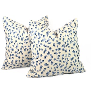 Snow Leopard Blue Jay Animal Print Pillow Covers- Double sided A PAIR