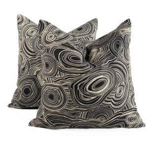Jonathan Adler Pillow Covers (Pair) – Geometric Linen Print, Black and White