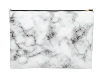 White Black Marble Makeup Cosmetic Bag - Chic Makeup Organizer - Cosmetic Pouch - Cosmetology Gifts - Hairstylist Tools - Bridal Bag Gifts