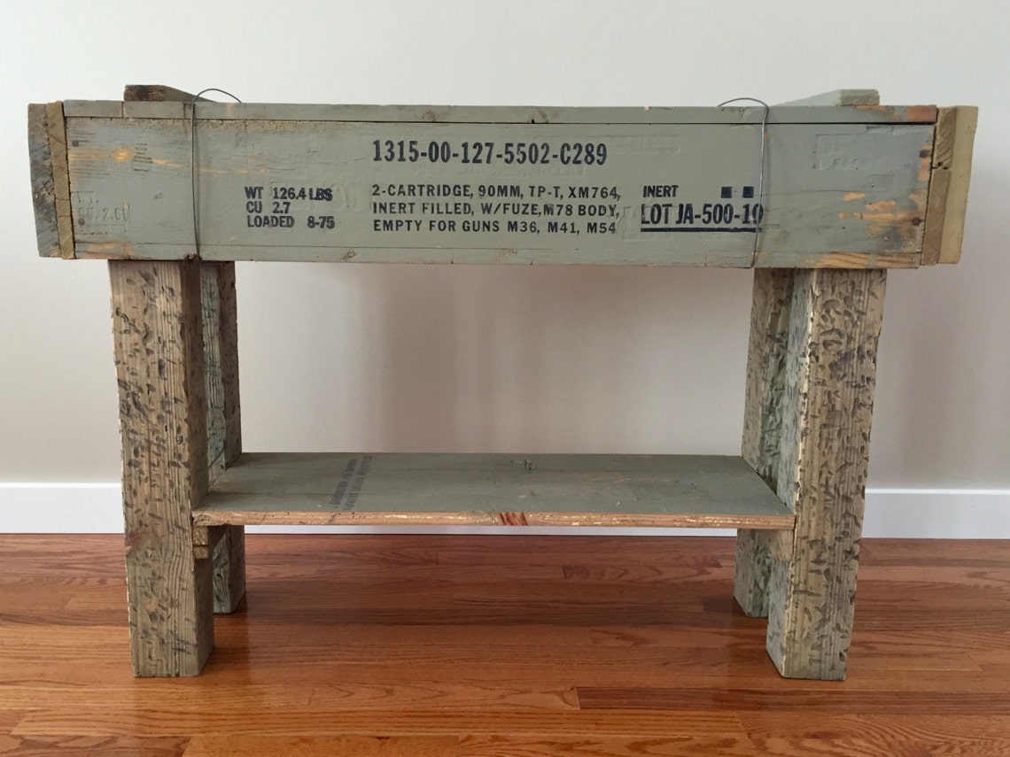 Wooden Ammo Box Table Vintage Military Furniture Repurposed Etsy