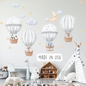 Hot Air Balloon Wall Decal. Repositionable no residue! Easy to use wall Safari Hot air balloon wall décor for your nursery or kids room!