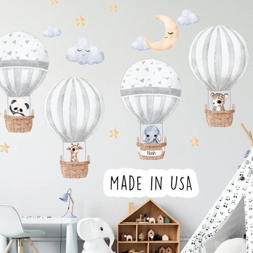 Hot Air Balloon Nursery Wall Decal Watercolor Hot Air Etsy