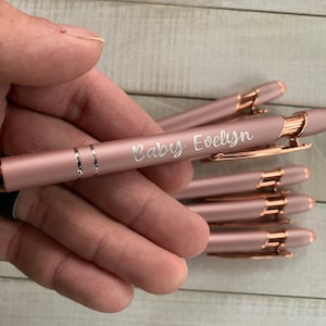 Baby Shower Rose Gold Pen, baby girl gift, baby shower gift, baby shower custom pens, custom pen for baby shower, rose gold pens