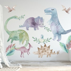 Watercolor Dinosaur Fabric or Vinyl Wall Decal, Dino Wall Decal - Repositionable Easy to Peel Dino  Our decals do not leave residue DW01