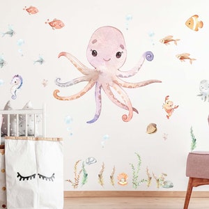 Cute XL Ocean Fabric or Vinyl Wall Decal set for your nursey, no sticky residue and its reposition-able!