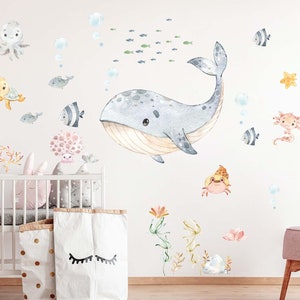 Cute XL Ocean Fabric or Vinyl Wall Decal set for your nursey, no sticky residue and its reposition-able!