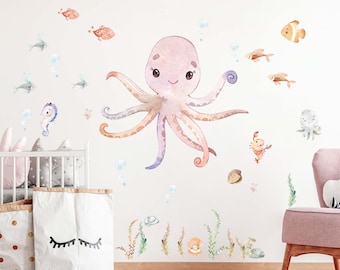 Cute XL Ocean Fabric or Vinyl Wall Decal set for your nursey, no sticky residue and its reposition-able!
