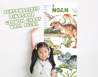 Dinosaur Growth Chart Fabric Wall decal. Easy repositionable Dino growth chart wall decal perfect for your dinosaur themed room!