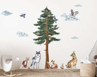 XL Woodland Fabric Wall Decal, Backwoods Woodland Nursery Décor, Forest Nursery decals woodland nursery