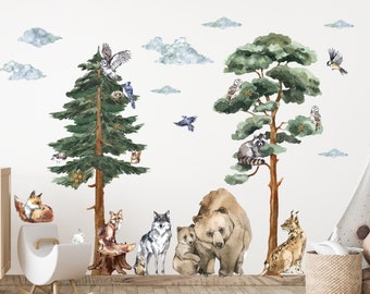 XL Woodland Fabric Wall Decal, Backwoods Woodland Nursery Décor, Forest Nursery decals woodland nursery