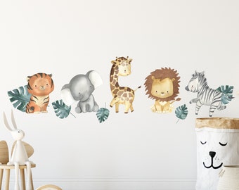 Safari Fabric Wall Decal, SAFARI ANIMALS, Nursery wall decal, Watercolor decal, Nursery sticker, African animals wall decal, safari wall