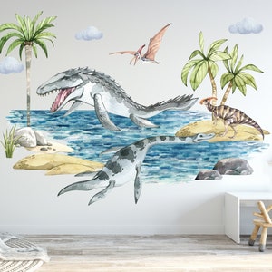 XL Dinosaur Wall Fabric Decal, Dino Wall Decal - Repositionable Easy to Peel Dino Kids Decor - Our decals do not leave residue!