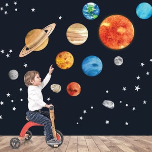 Solar System  Wall Stickers with Extra Stars! Fabric wall stickers that are reposition-able and fun to apply!
